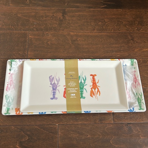 Set Of 2 LOBSTERMelamine Tommy Bahama Serve Tray Platters NauticalNEW